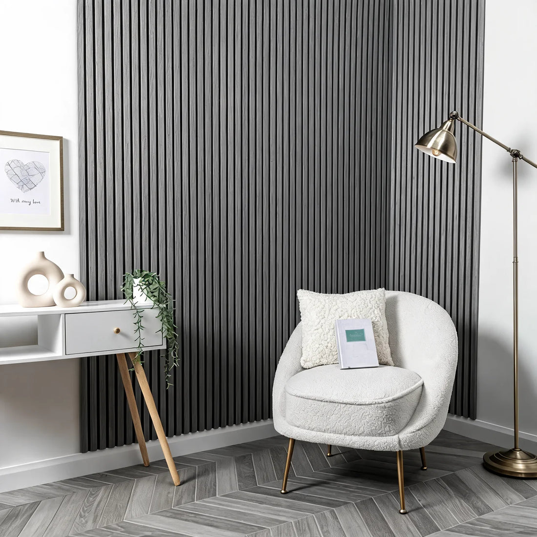 Acoustic Wall Panel 240x60cm - Dark Grey 01C | Home Hub Direct