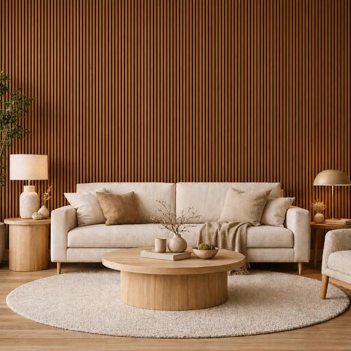 Acoustic Wall Panel 240x60cm - Teak Oak 01P | Home Hub Direct