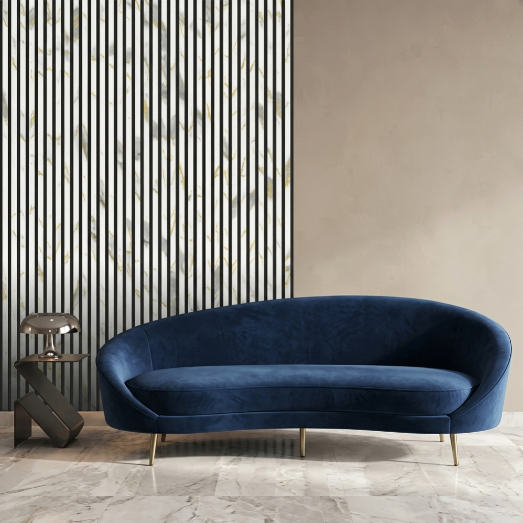 Acoustic Wall Panel 240x60cm - Gold and White Marble