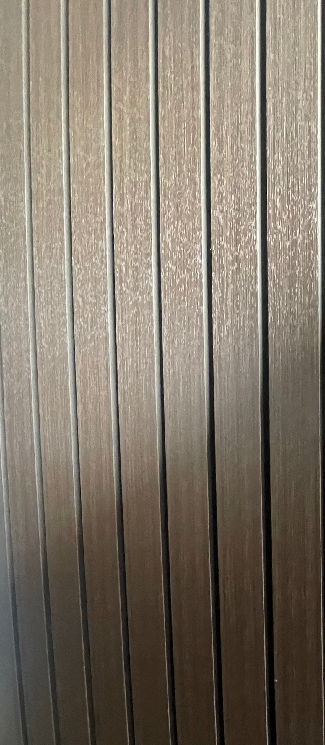 Walnut wide slat acoustic wall panel 240x60cm with 5cm slats on black felt