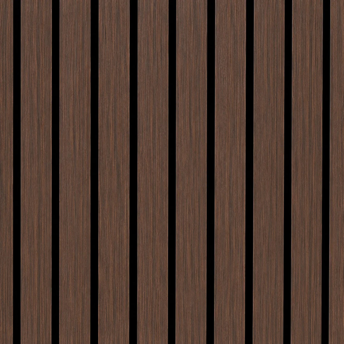 Smoked Oak wide slat acoustic wall panel 240x60cm with 5cm slats on black felt