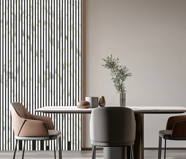 Acoustic Wall Panel 240x60cm - Gold and White Marble 01WX