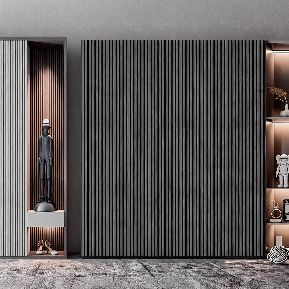 Acoustic Wall Panel 240x60cm - Light Grey 01B | Home Hub Direct
