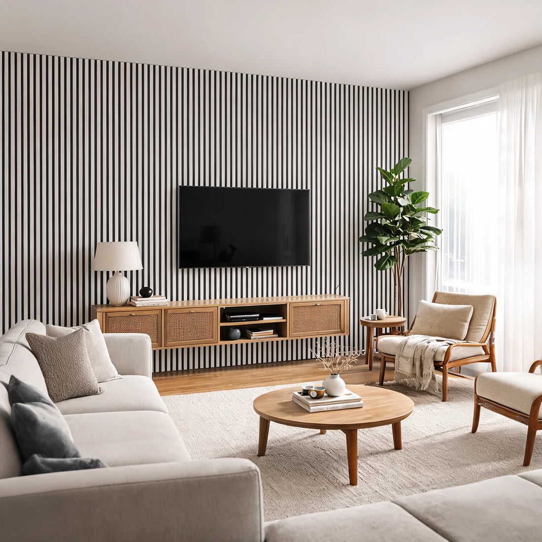 Acoustic Wall Panel 240x60cm - White  01WW | Home Hub Direct