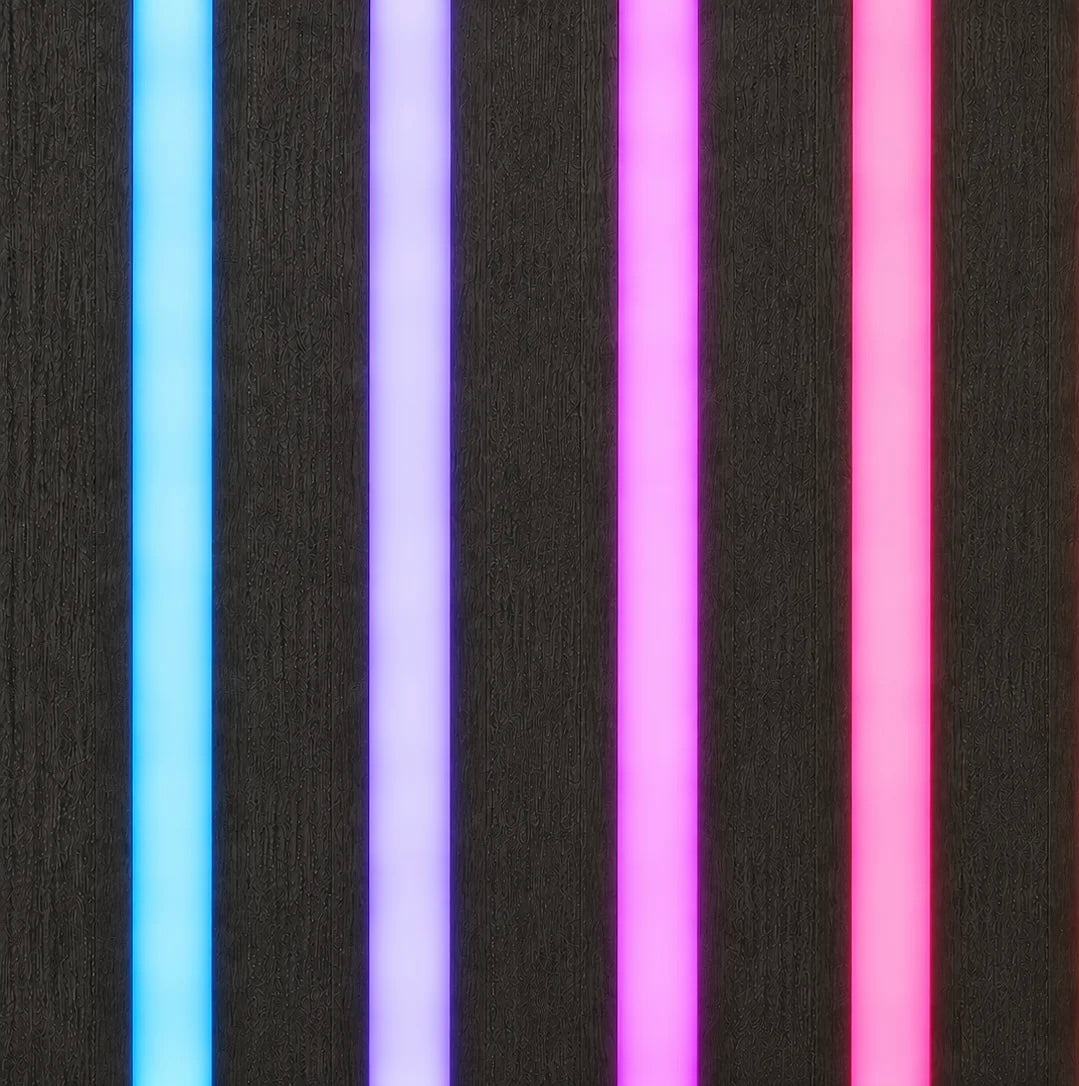Multicolour LED lighting kit for wall panels, six strips in 60, 90 and 150cm lengths