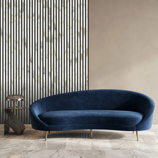 Acoustic Wall Panel 240x60cm - Gold and White Marble