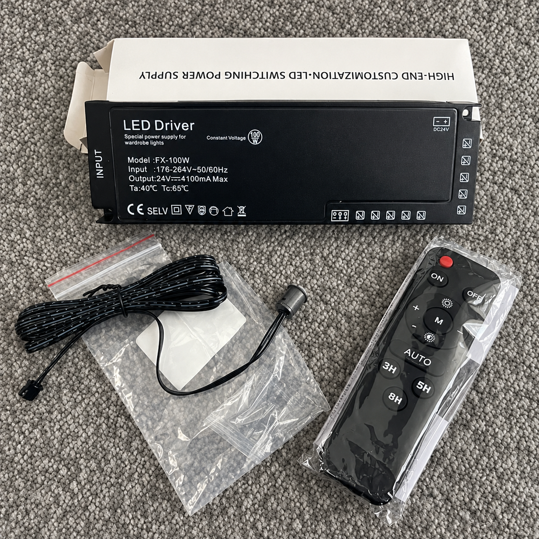 White Wall Panel LED Lighting 60cm/90cm/150cm (6 Strips) - LED driver, remote control and connecting cable supplied with the kit
