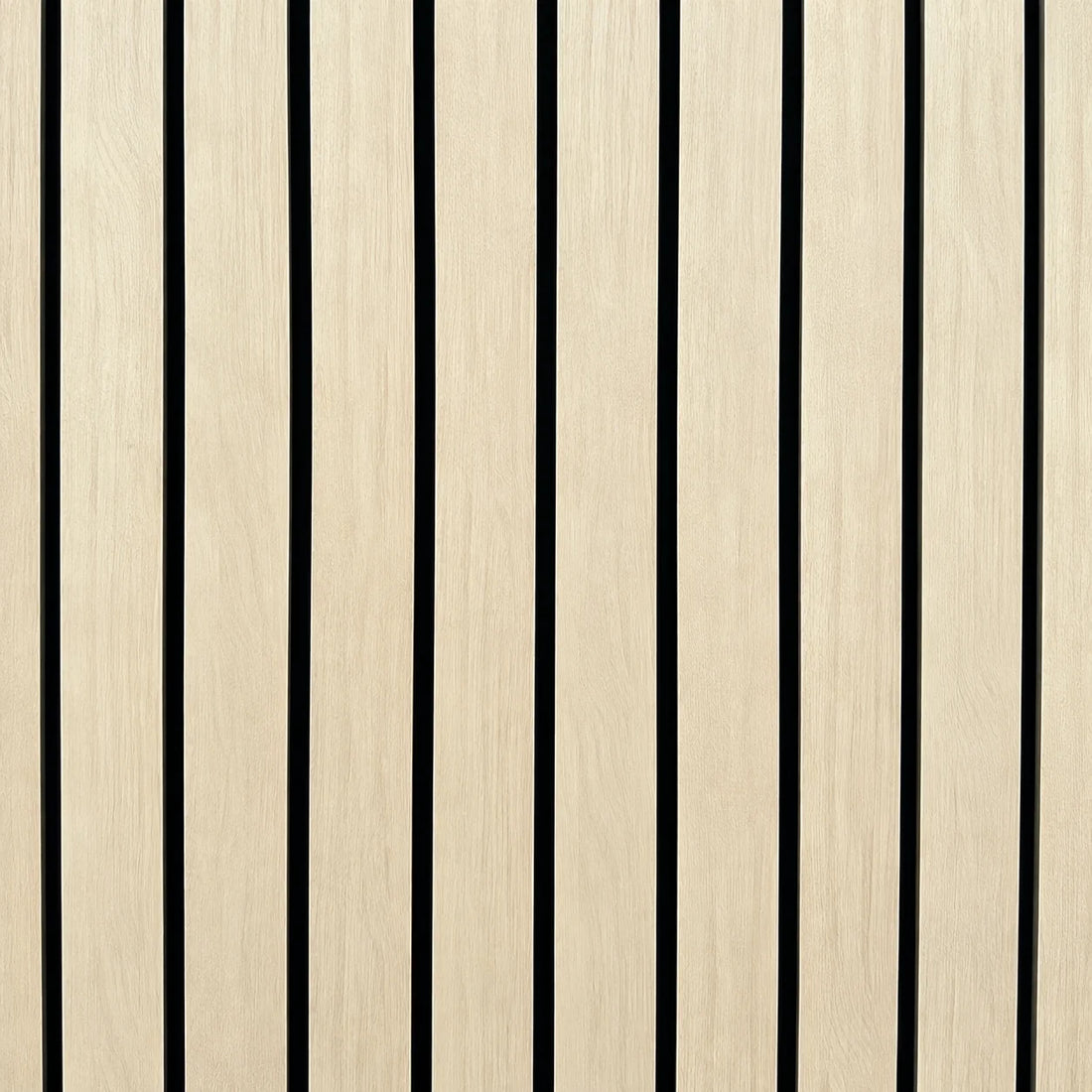 Oak wide slat acoustic wall panel 240x60cm with 5cm slats on black felt