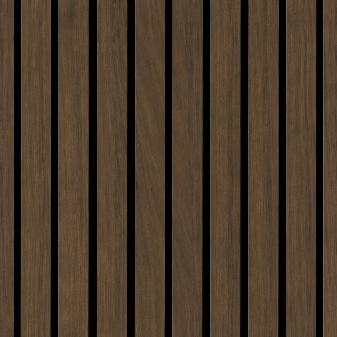 Walnut wide slat acoustic wall panel 240x60cm with 5cm slats on black felt