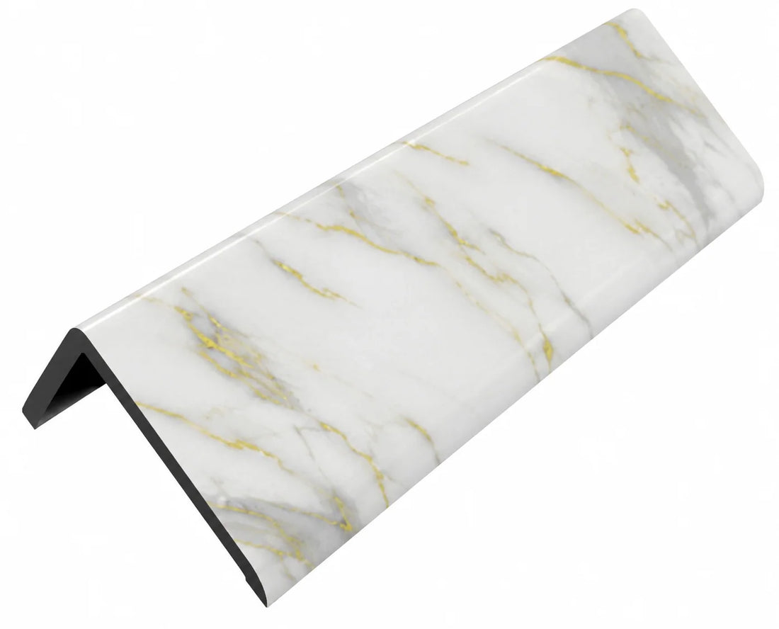 Acoustic Wall Panel End Trim 240cm - Gold and White Marble
