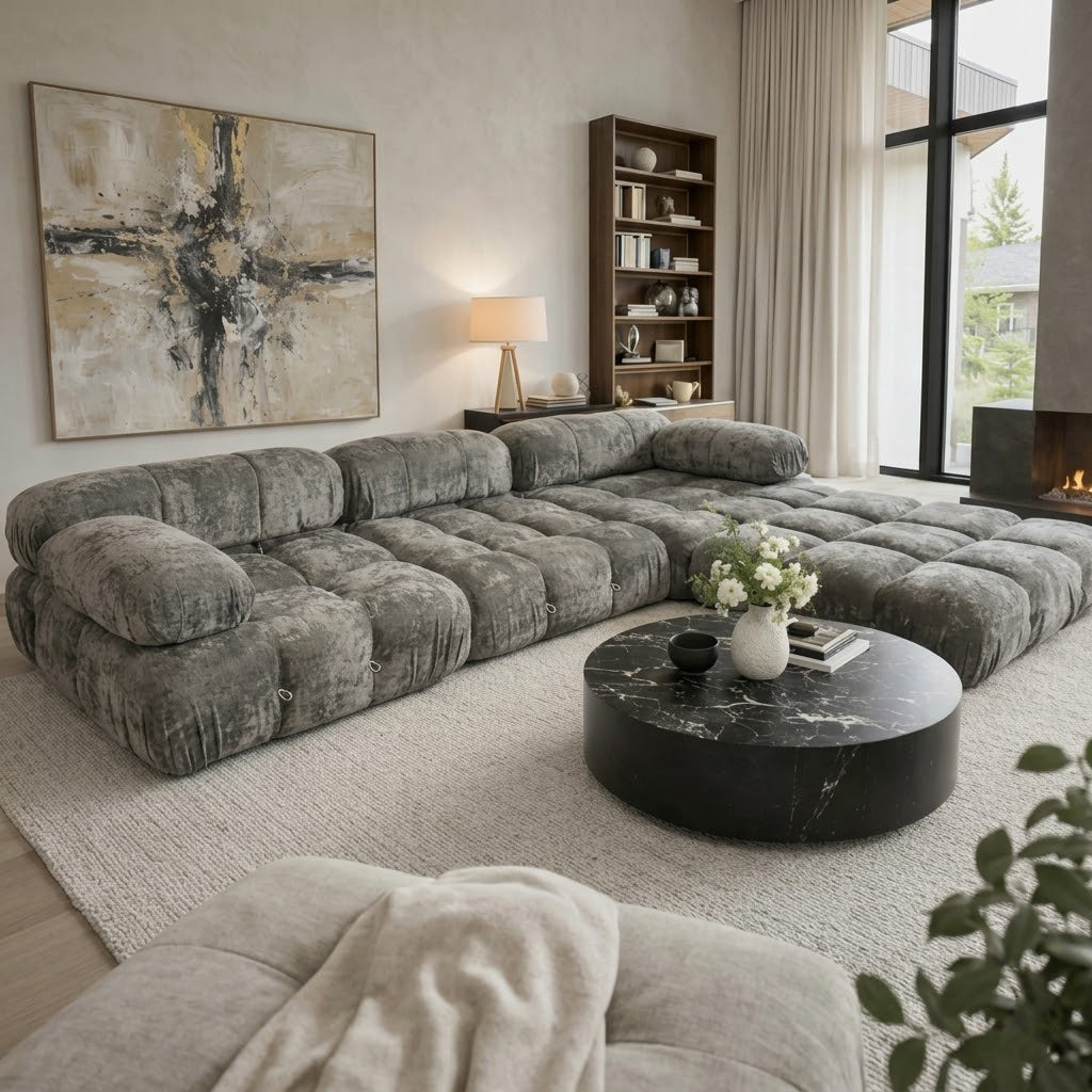 Milan Black Compression Sofa