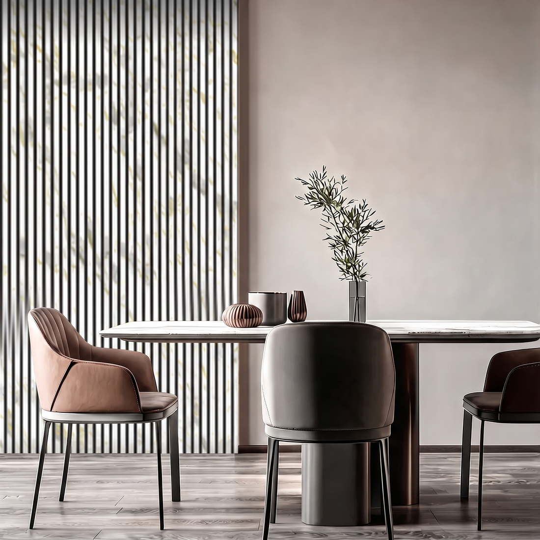 Acoustic Wall Panel 240x60cm - Gold and White Marble