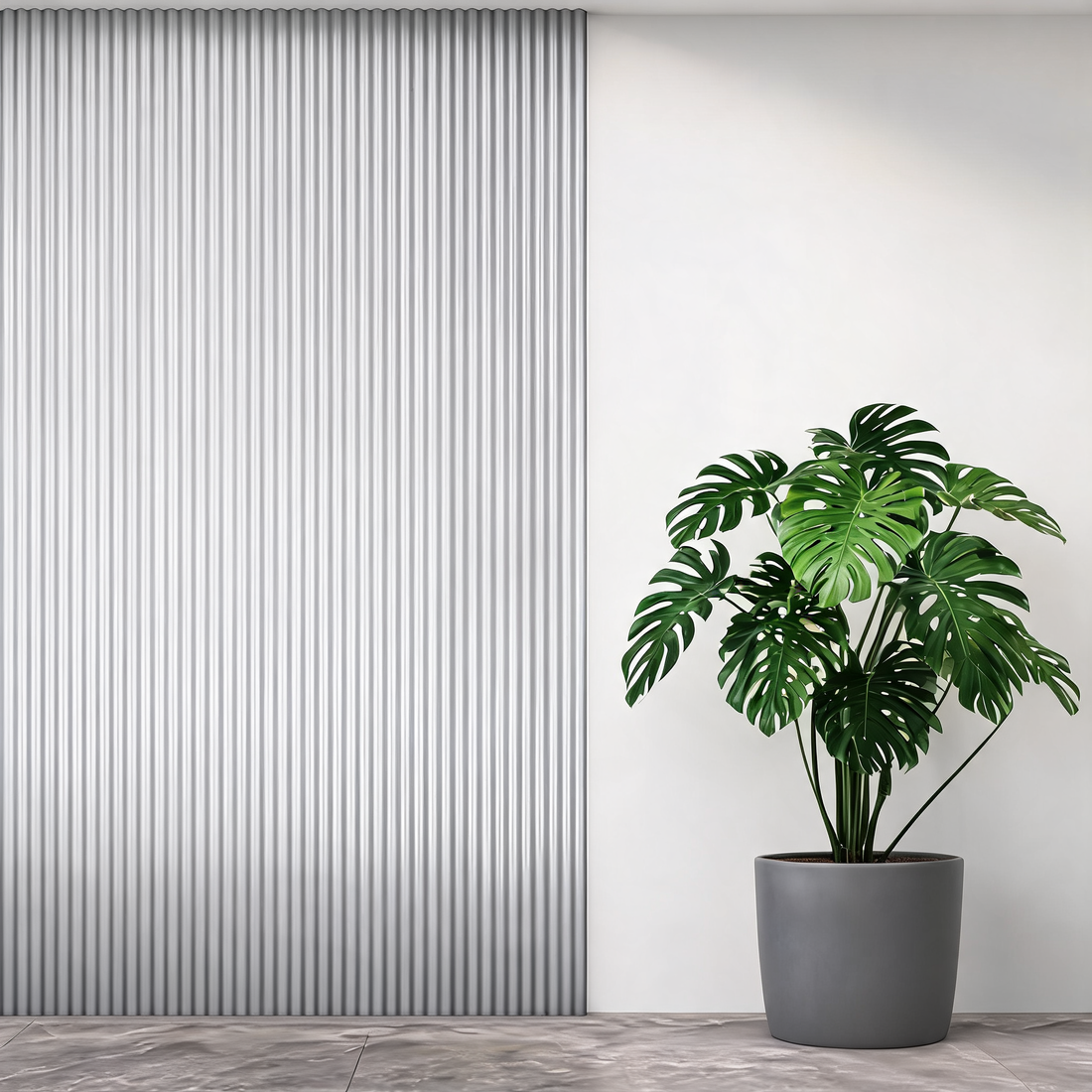 Fluted Wall Panel 240cm - Light Grey - Seamless