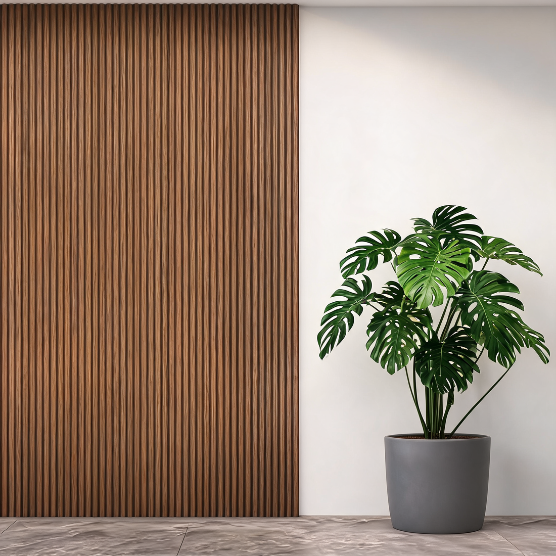 Fluted Wall Panel 240cm - Dark Oak - Seamless