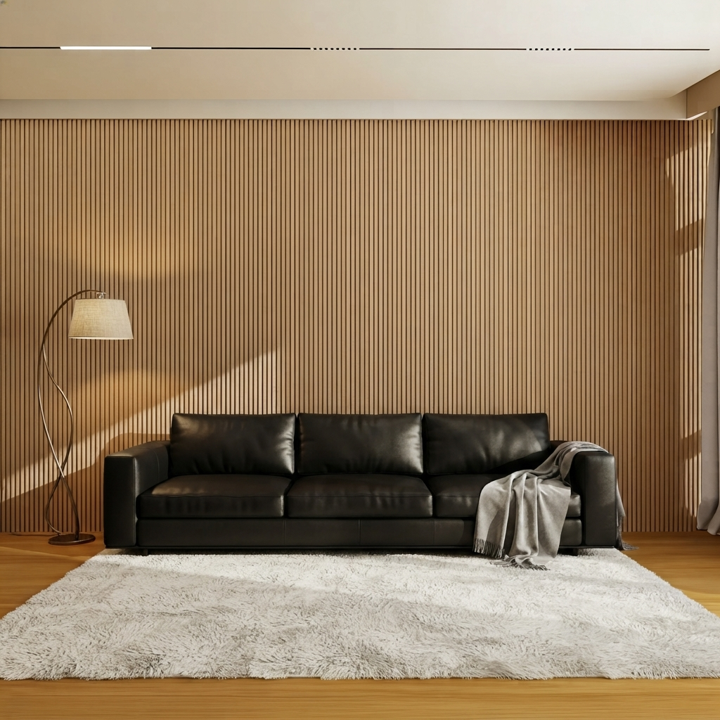 Fluted Wall Panel 240cm - Oak - Seamless