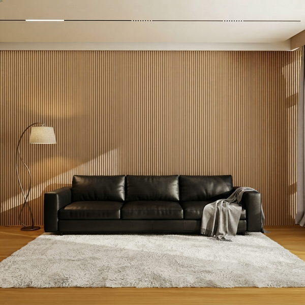Fluted Wall Panel 240cm - Oak - Seamless