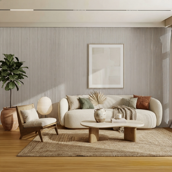 Fluted Wall Panel 240cm - Light Grey - Seamless