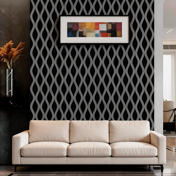 Wall Panel - Dark Grey Waves - Acoustic - 240cm