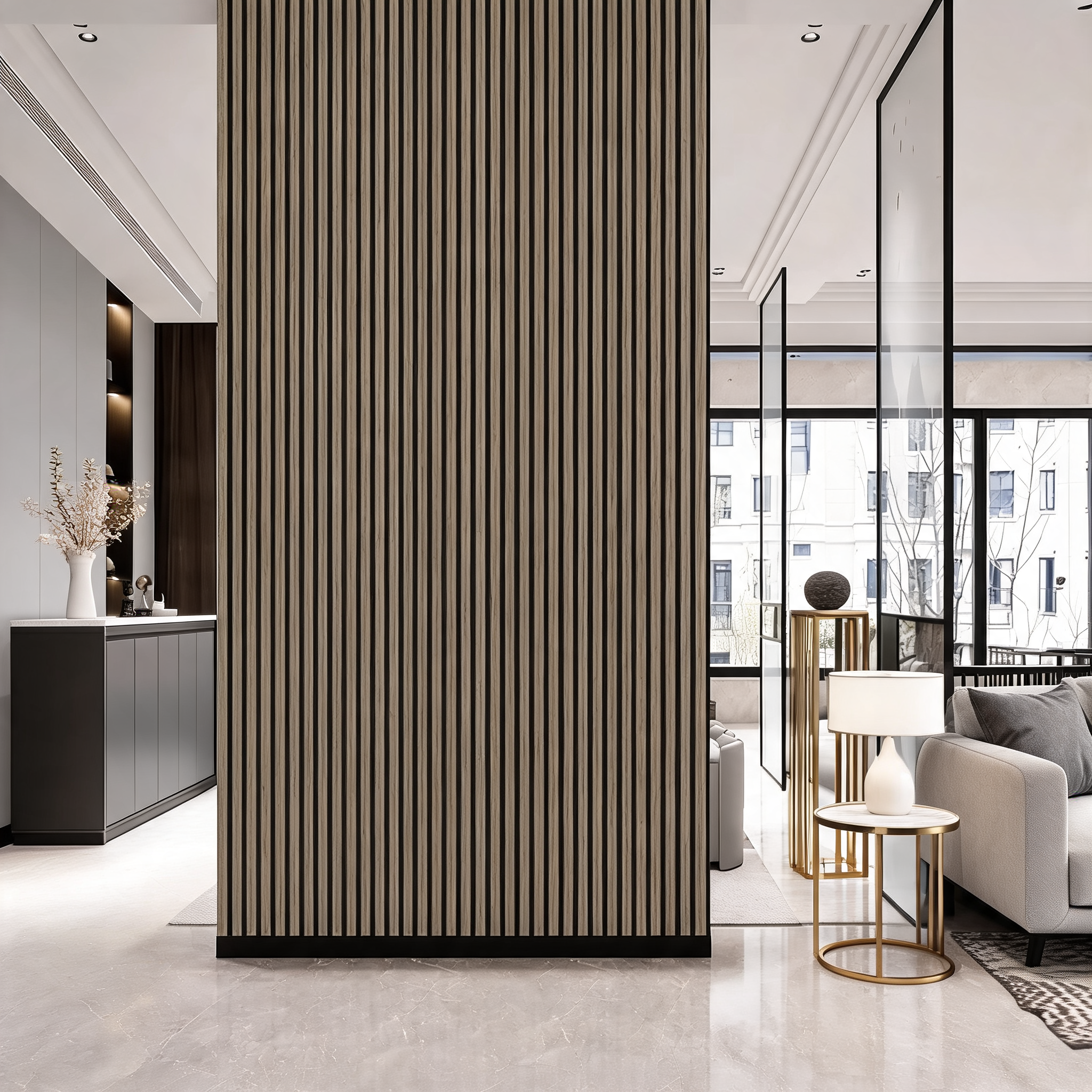 Acoustic Wall Panel - Dark Oak - Premium Three-Sided - 240cm