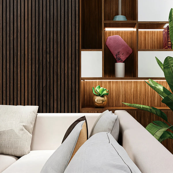 Acoustic Wall Panel 240x60cm - Walnut 01T | Home Hub Direct