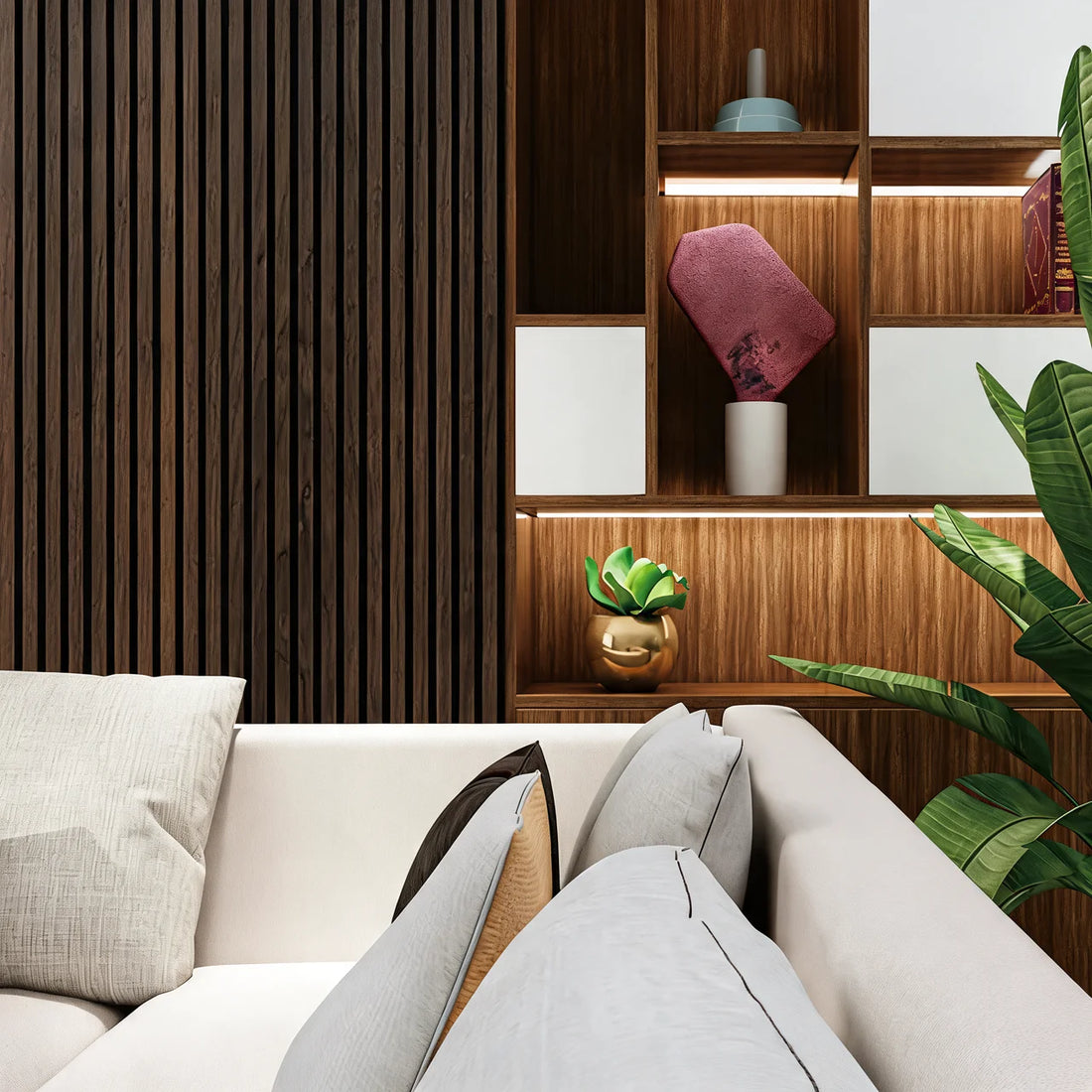 Acoustic Wall Panel 280x60cm - Wallnut 02WT | Home Hub Direct
