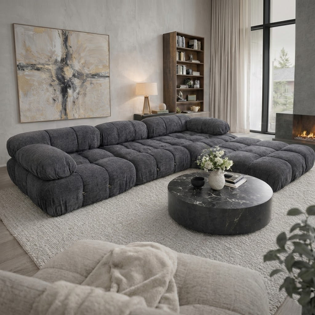 Milan Black Compression Sofa