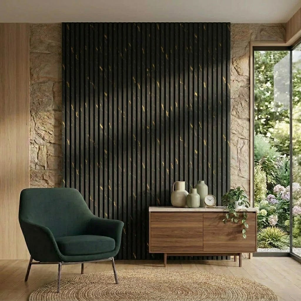Acoustic Wall Panel 240x60cm - Black Marble