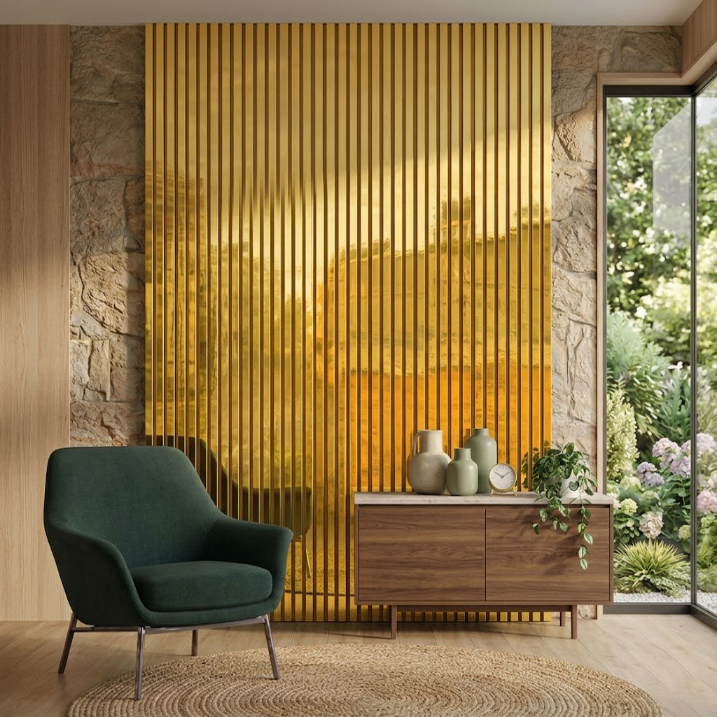 Acoustic Wall Panel 240x60cm - Shiny Gold