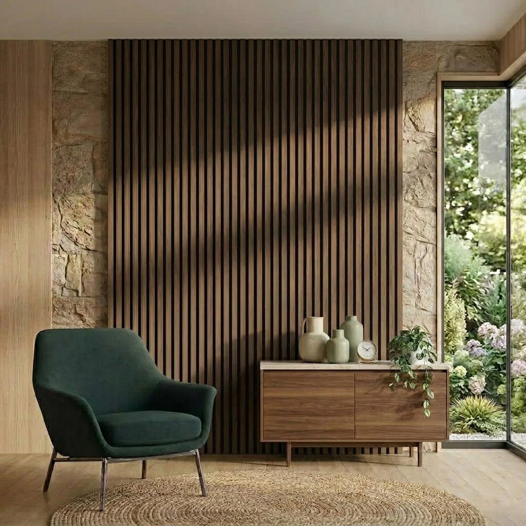 Acoustic Wall Panel 240x60cm - Walnut